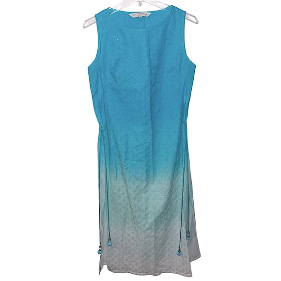 Ritu Kumar Kurta Dress Turquoise Lined Side Slit Studded Ombre Tasseled Size 36 - Picture 1 of 15